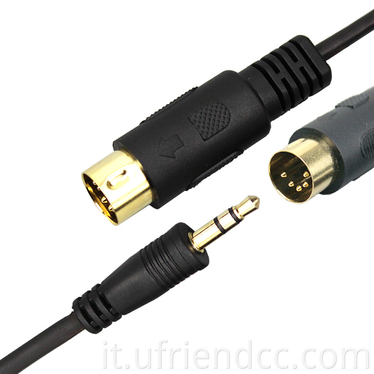 Audio stereo in PVC nero di alta qualità da 3,5 mm cavo DIN a 5 pin